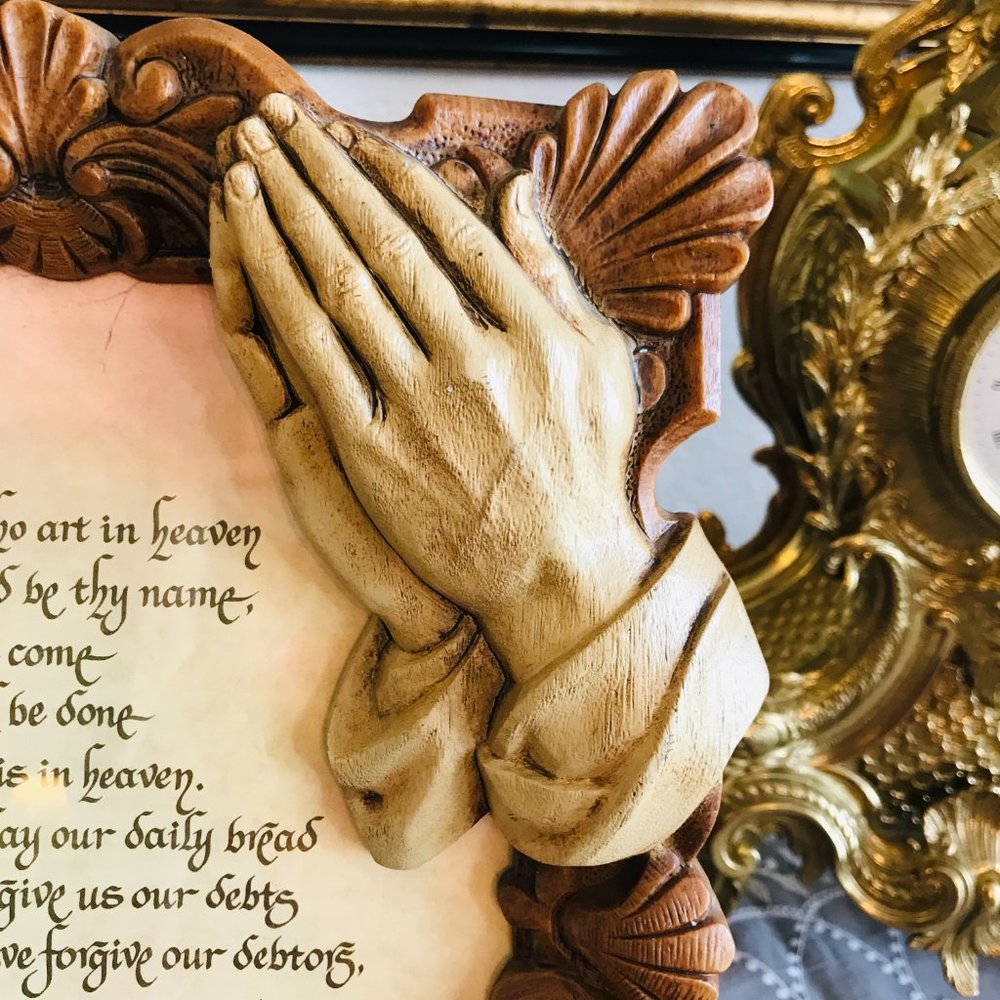 Vintage Lords Prayer 3D Faux Wood Picture - Picture 2 of 13